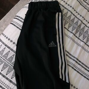 Adidas Men Black Joggers with White Stripes
